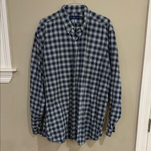 Ralph Lauren Men's Navy and White Checkered Shirt